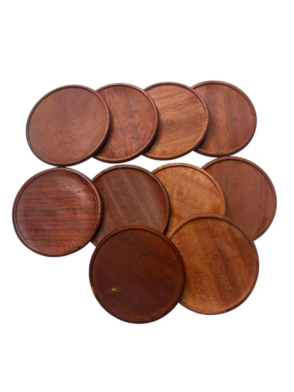 Vintage Hand-Carved Wood Pineapple Coaster Set with Holder Mid Century Tiki Boho